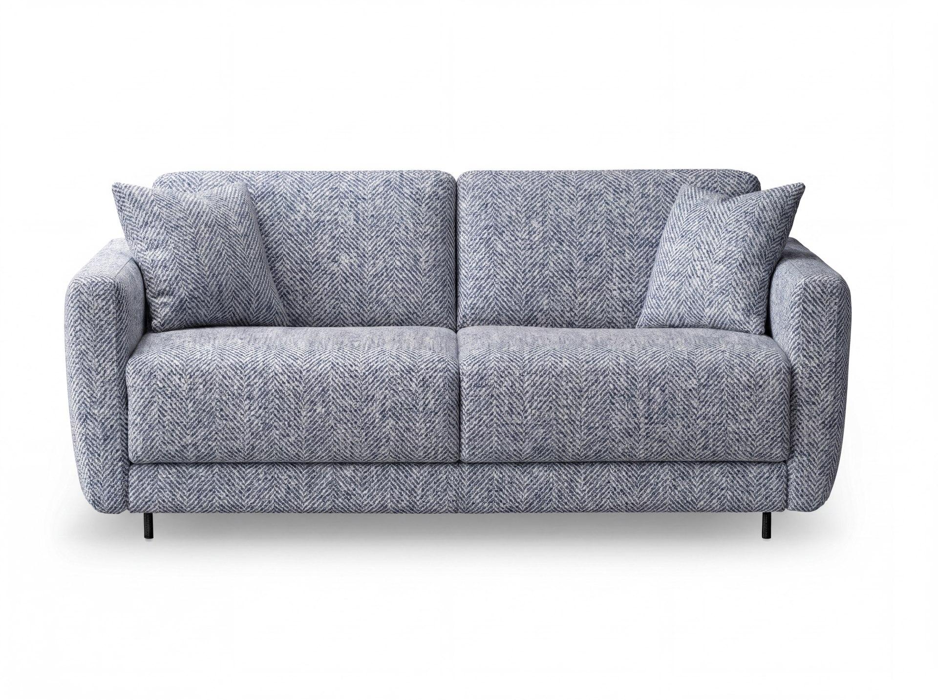 Sofa CILANTRO 2-osobowa z funkcją spania – tkanina jodełka, kolor niebieski