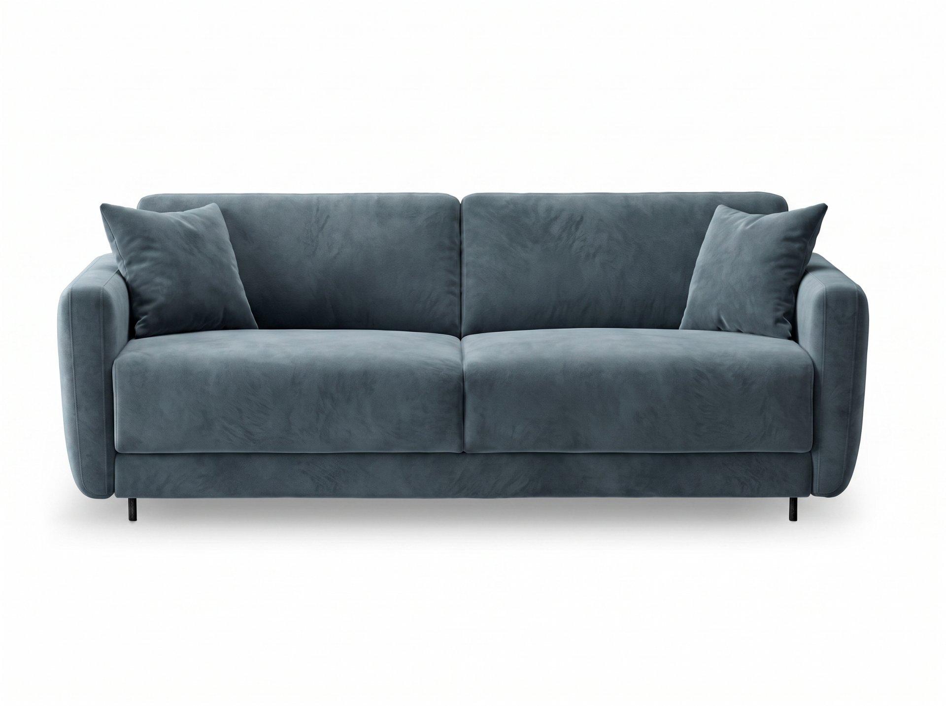 Sofa CILANTRO 3-osobowa z funkcją spania – welur, kolor niebieski