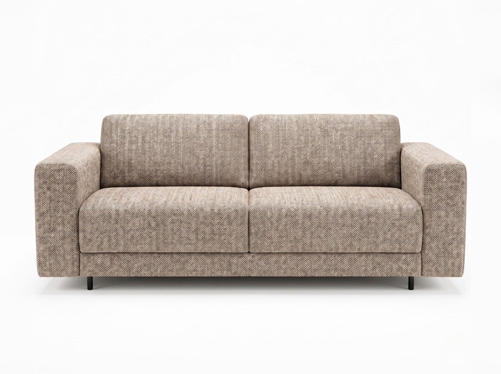 Sofa CILANTRO 2-osobowa z funkcją spania – tkanina jodełka, kolor cappuccino